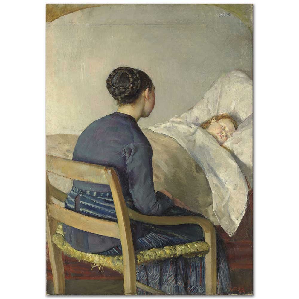 Christian Krohg Anne Çocuğunun Yatağının Başında Kanvas Tablo