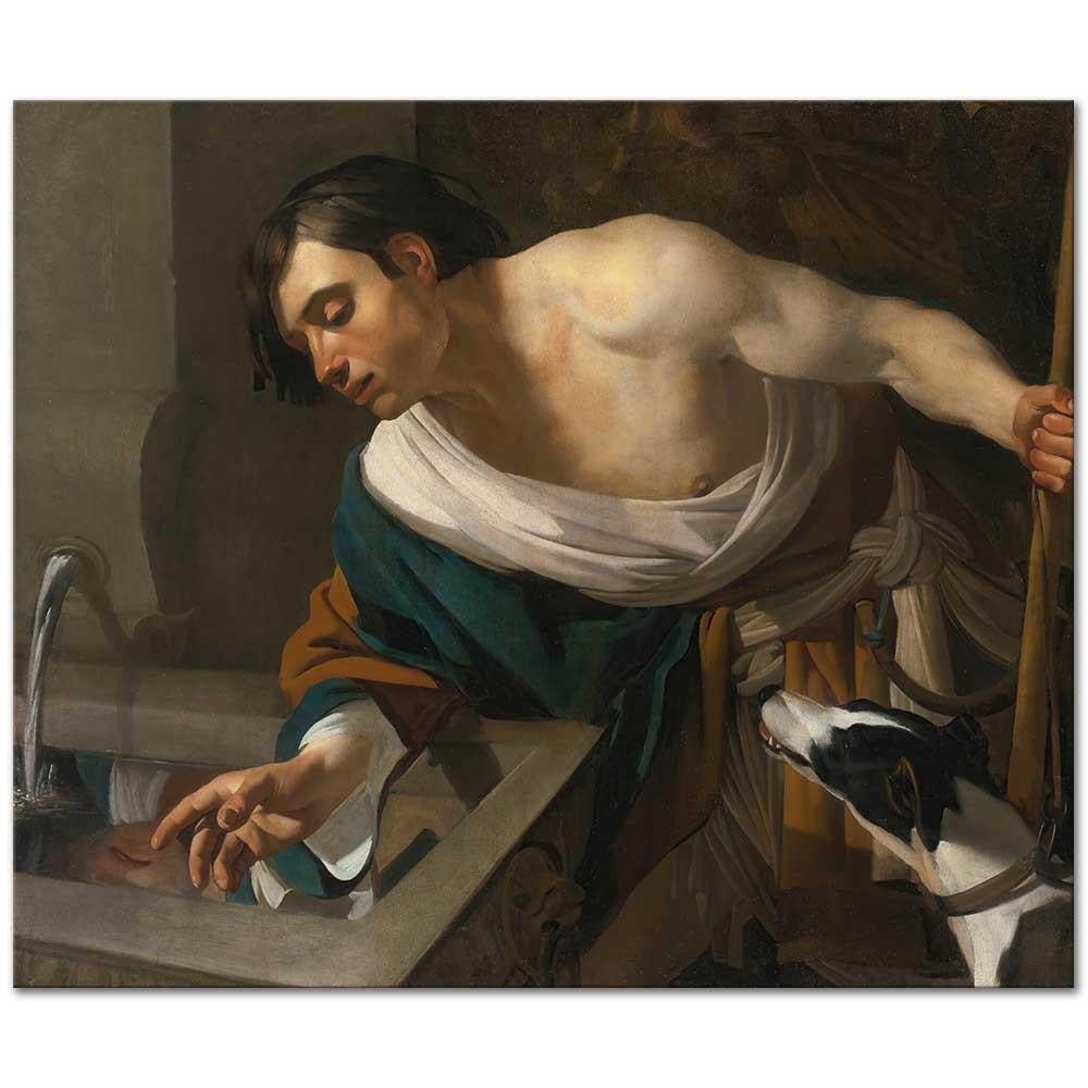 Dirck van Baburen Narcissus Yansımasına Bakarken Kanvas Tablo