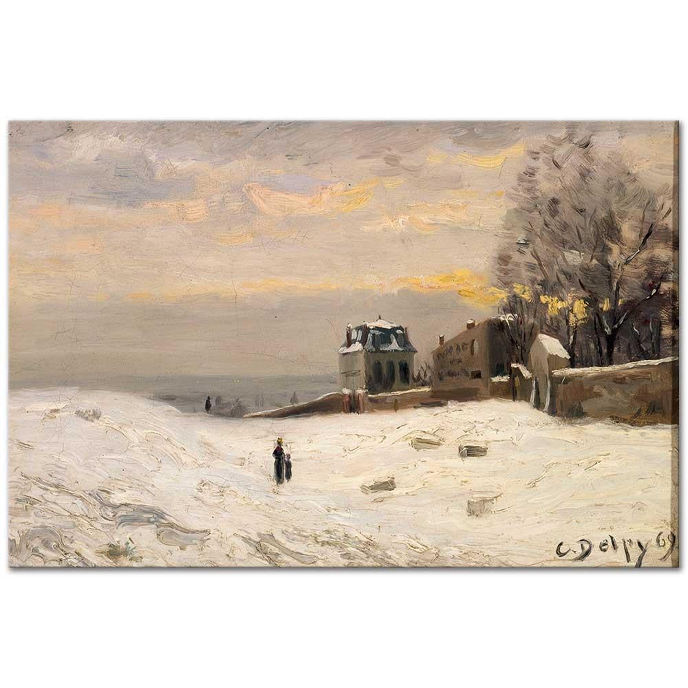 Hippolyte Camille Delpy Montmartre'da Kar Kanvas Tablo