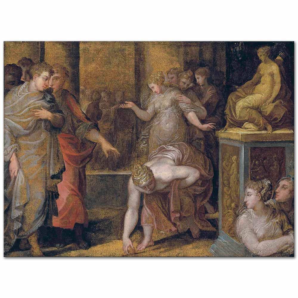 Niccolo dell'Abbate Atalanta Altın Elmayı Alırken Kanvas Tablo