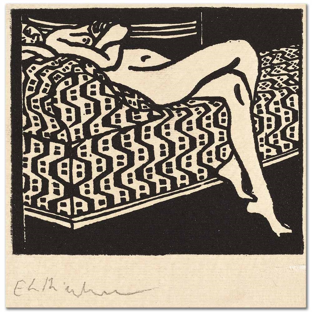 Ernst Ludwig Kirchner Divan Üzerine Uzanmış Nü Kanvas Tablo