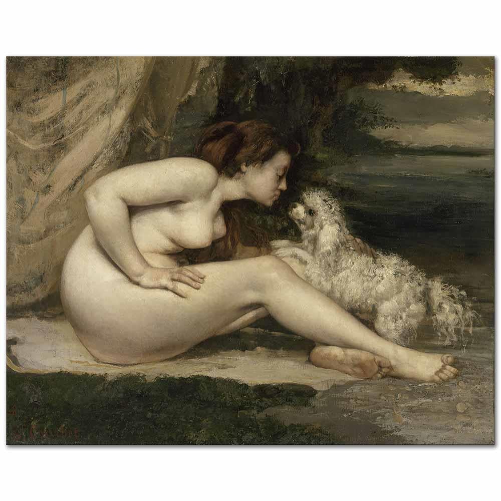 Gustave Courbet Köpek ile Nü Kanvas Tablo
