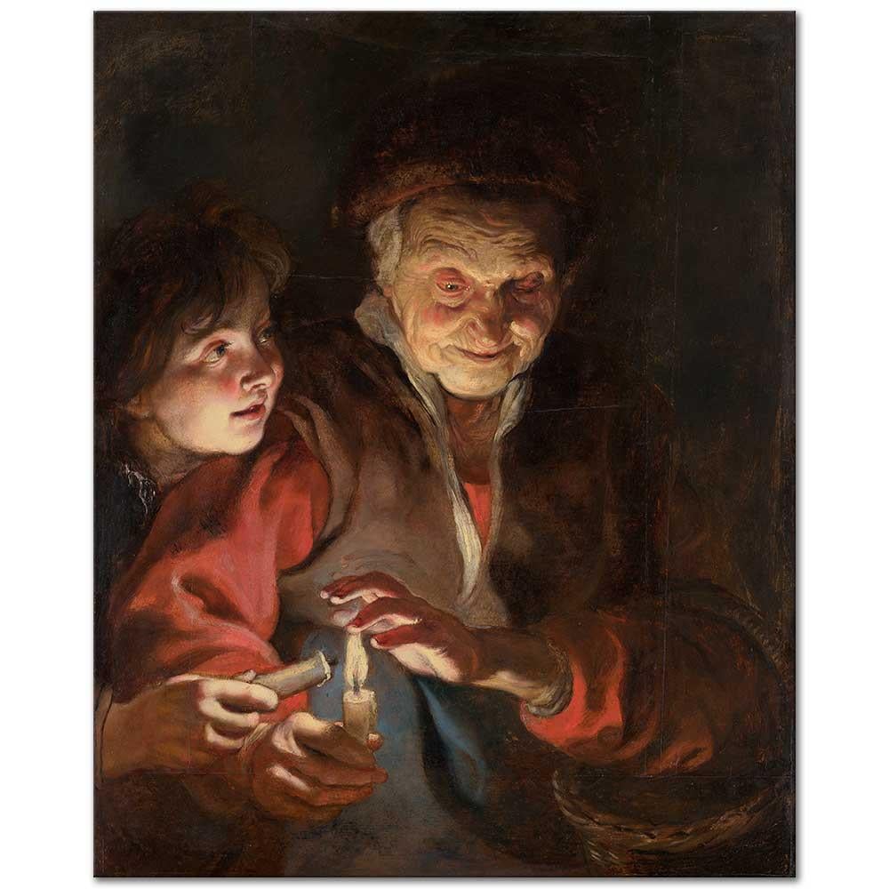 Peter Paul Rubens Yaşlı Kadın ve Çocuk Mumlarla Kanvas Tablo