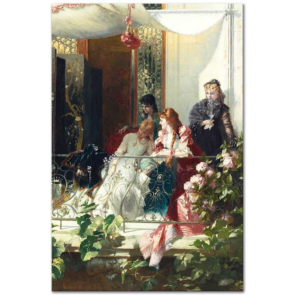 Conrad Kiesel Balkonda Kanvas Tablo