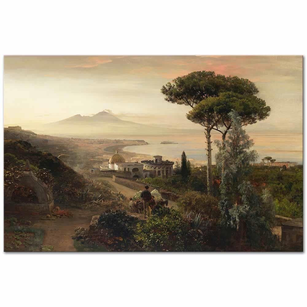 Oswald Achenbach Vezüv'e Bakış Kanvas Tablo