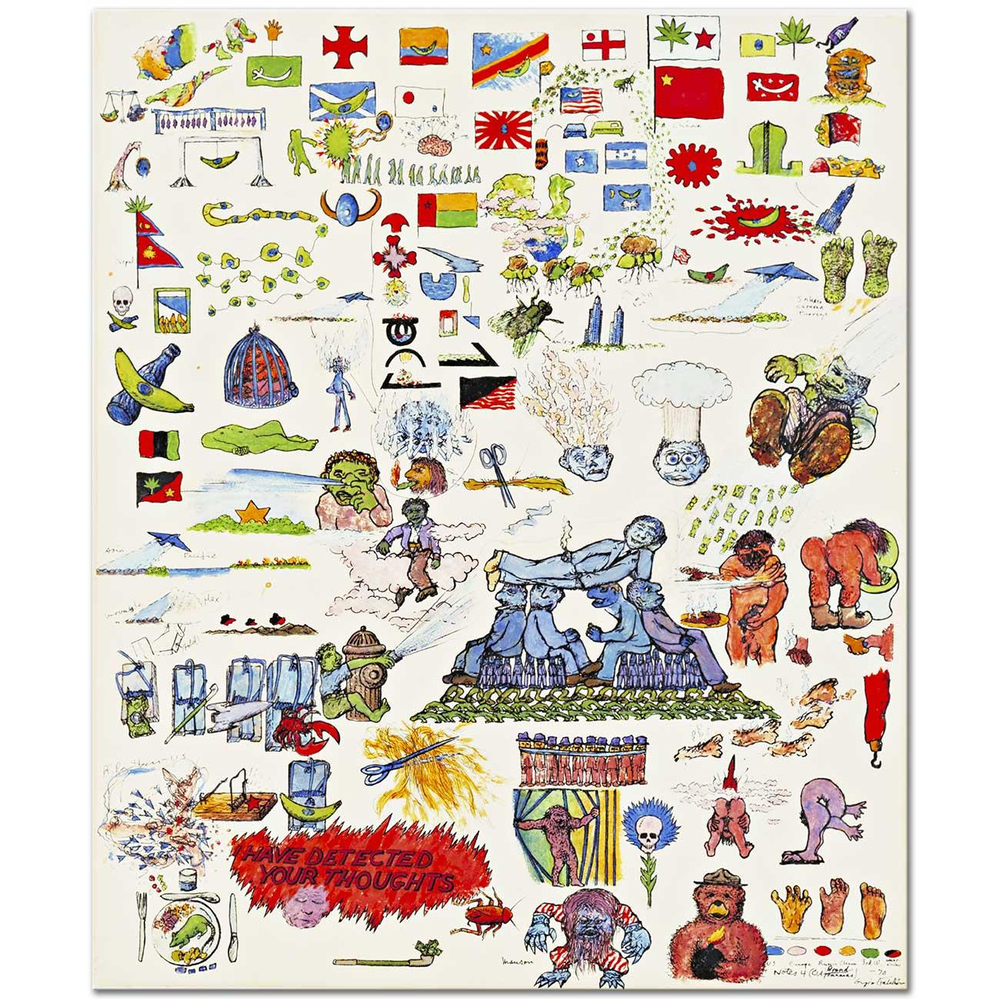 Öyvind Fahlström Notlar Kanvas Tablo