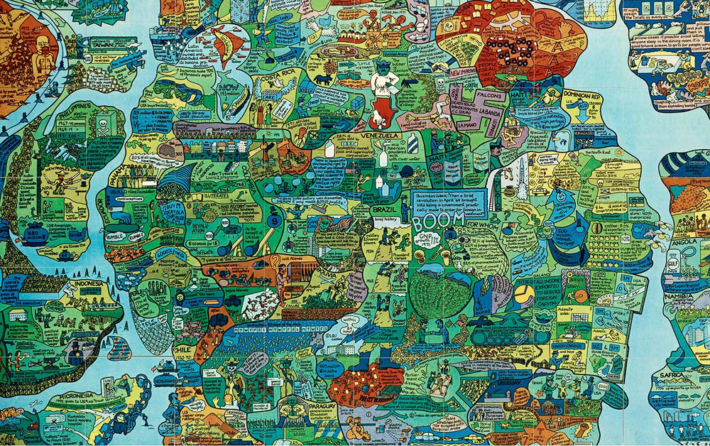 Öyvind Fahlström Dünya Haritasından Bölüm Puzzle Kanvas Tablo