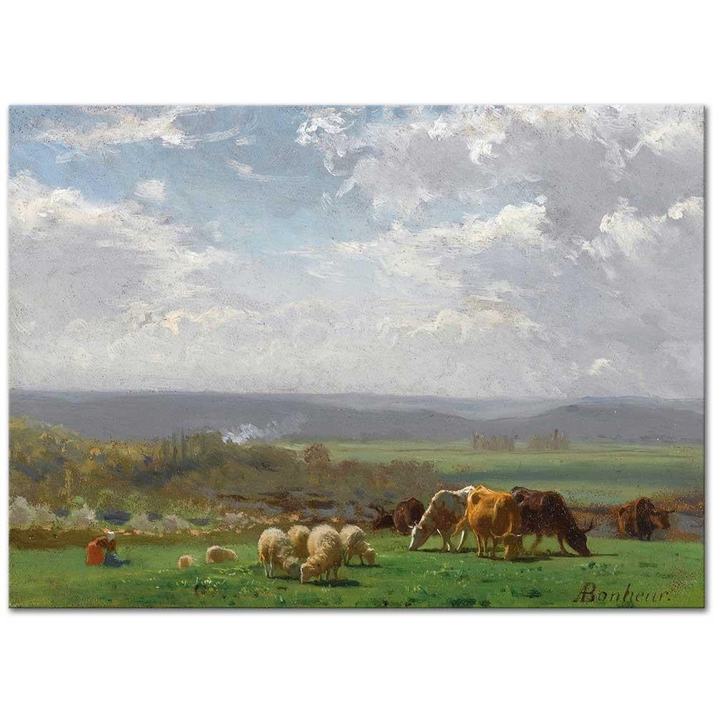 Rosa Bonheur Auvergne'de Otlak Kanvas Tablo