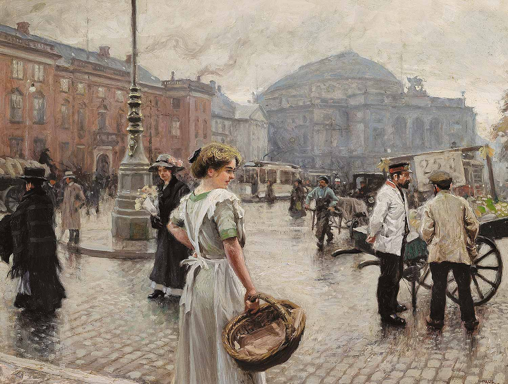 Paul Fischer Kongens Nytorv With Musse On Purchase Art Print