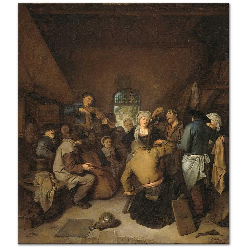 Cornelis Pietersz Bega Şarkı Söyleyen ve Danseden Köylüler Kanvas Tablo