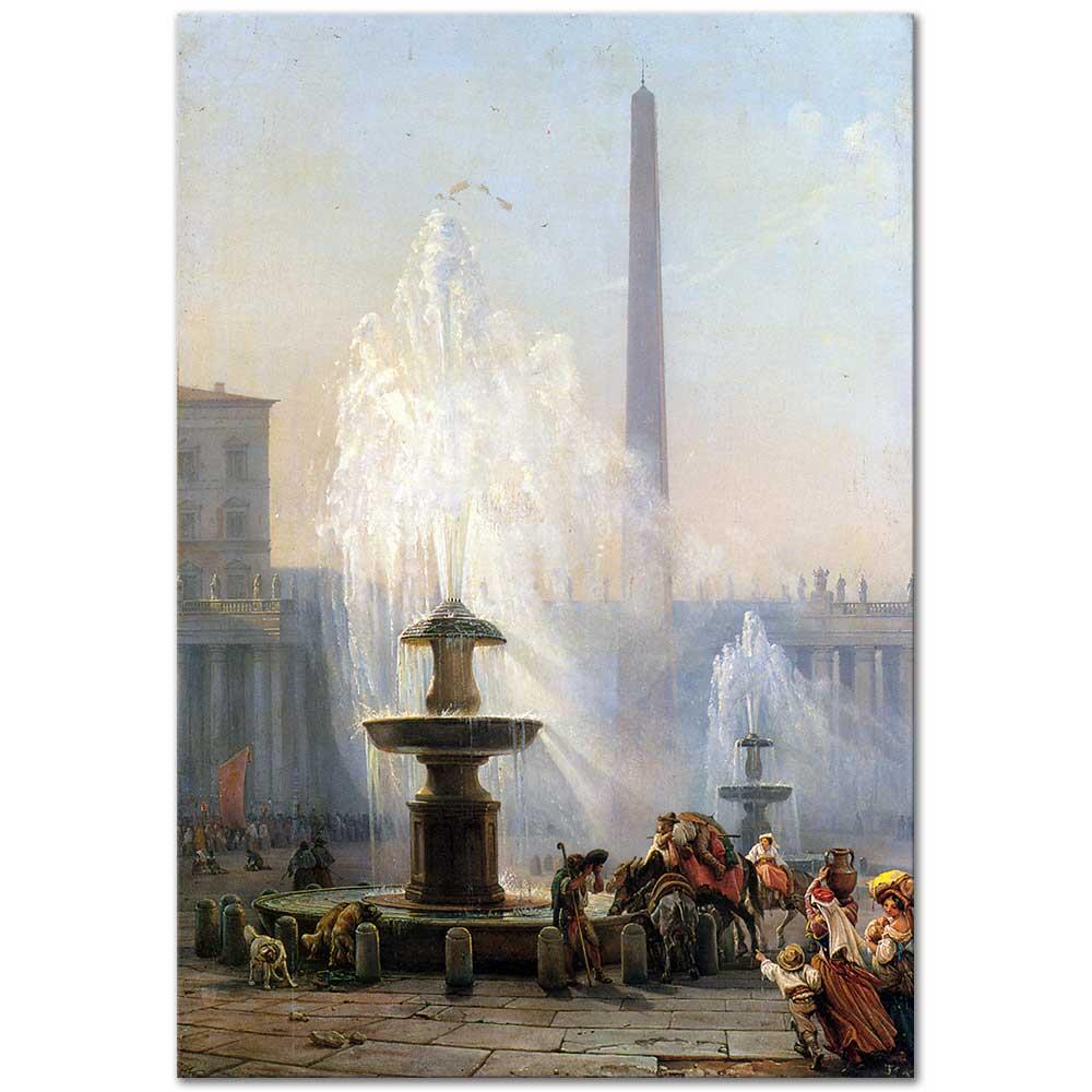 Friedrich Nerly San Pietro Meydanı Roma Kanvas Tablo