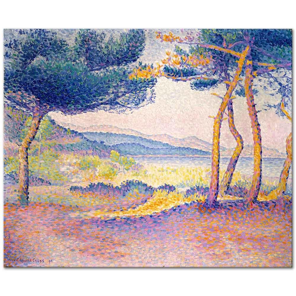 Henri Edmond Cross Kıyıda Çam Ağaçları Kanvas Tablo