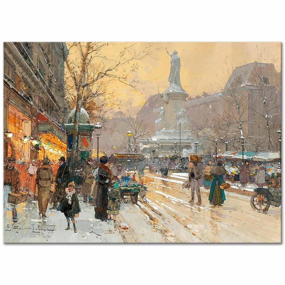 Place de la République in the Rain by Eugene Galien Laloue as Fine Art Print