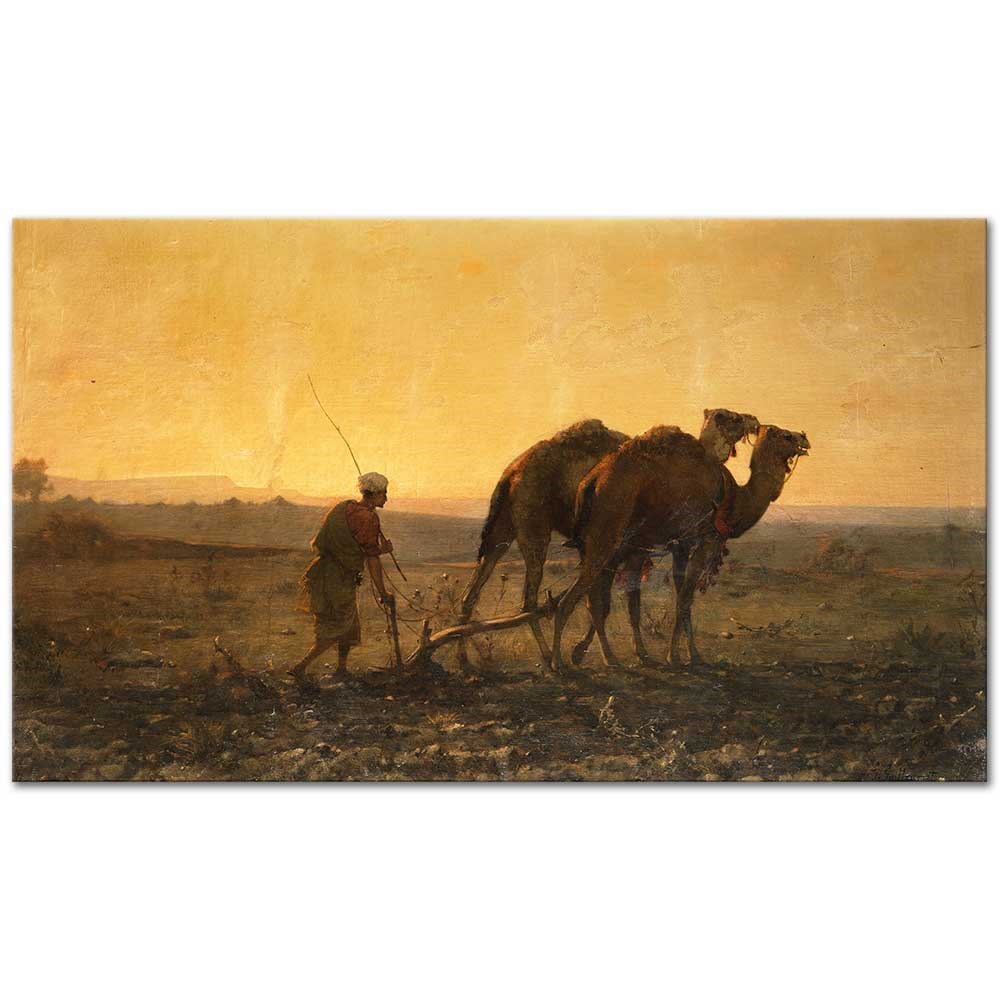 Gustave Achille Guillaumet Tarlada Akşam Kanvas Tablo