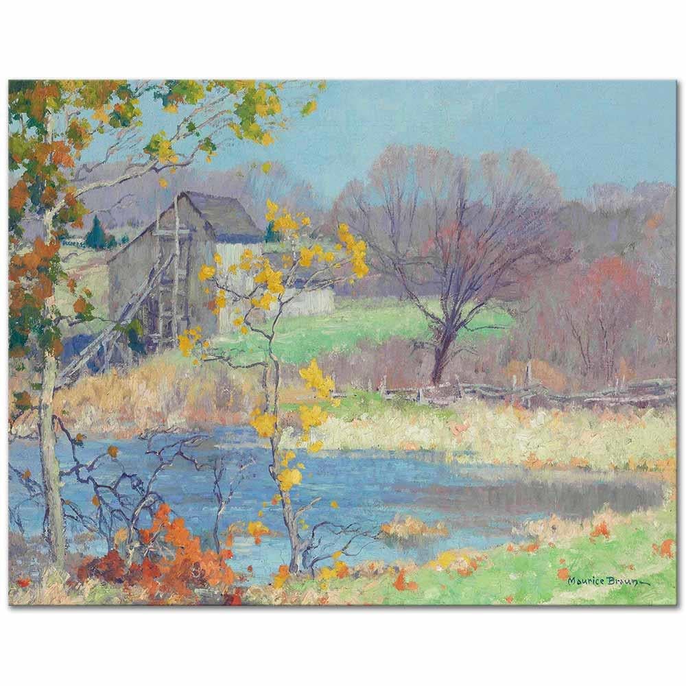 Maurice Braun Old Lym'da Gölet Connecticut Kanvas Tablo