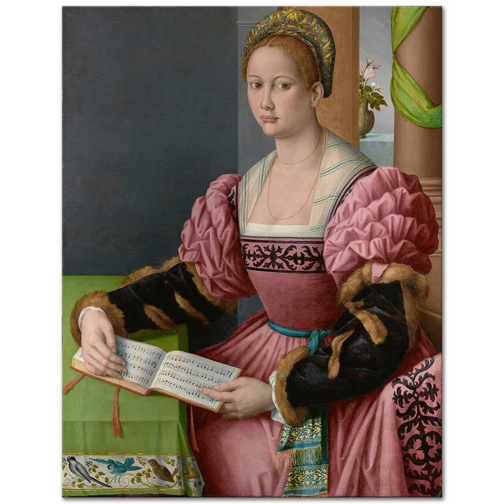 Francesco Bachiacca Müzik Kitabı ile Kadın Portresi Kanvas Tablo