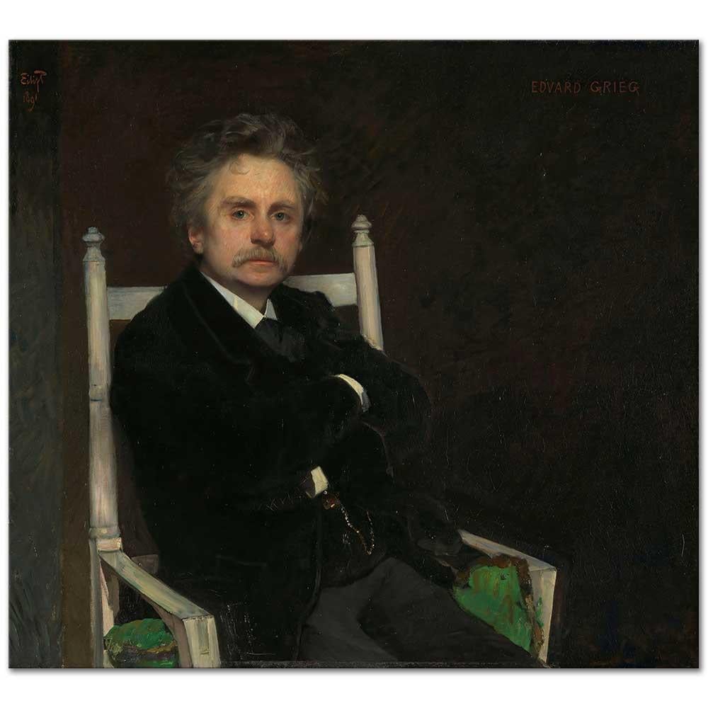 Eilif Peterssen Besteci Edvard Grieg'in Portresi Kanvas Tablo