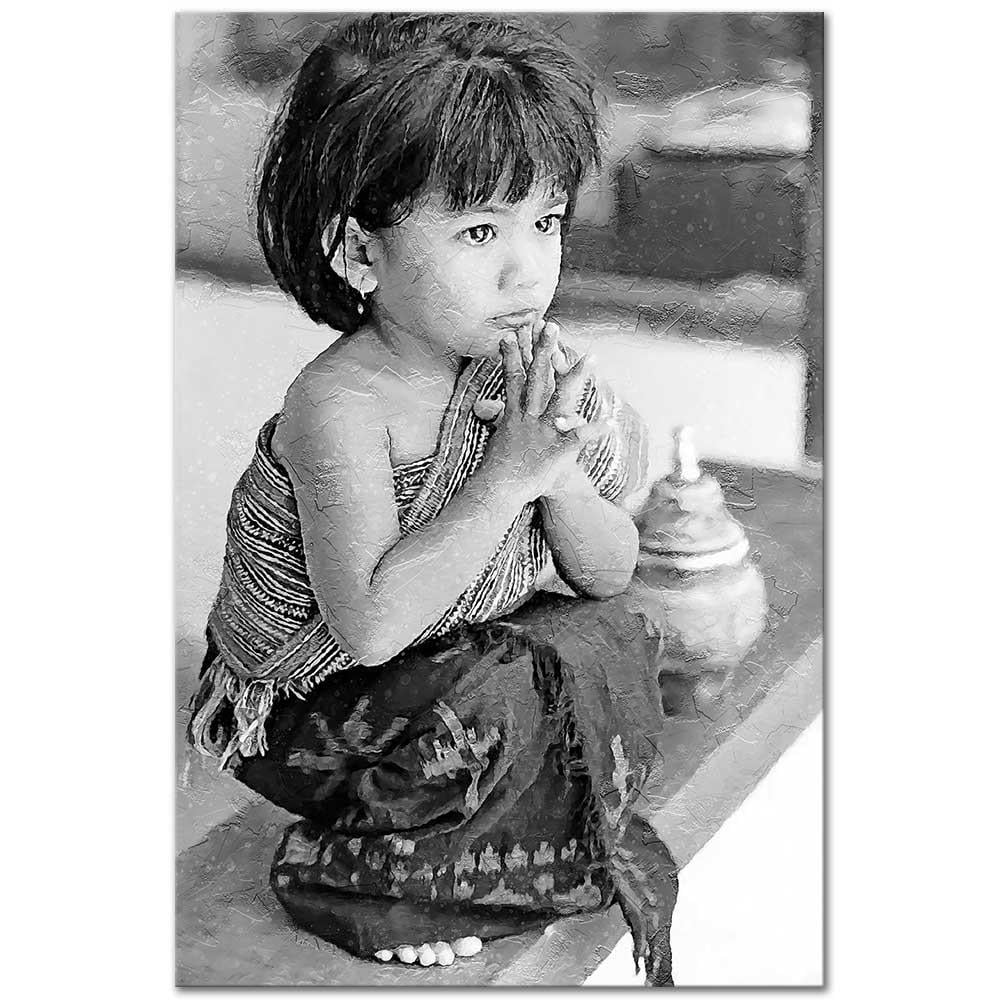 Praying Kid as Art Print