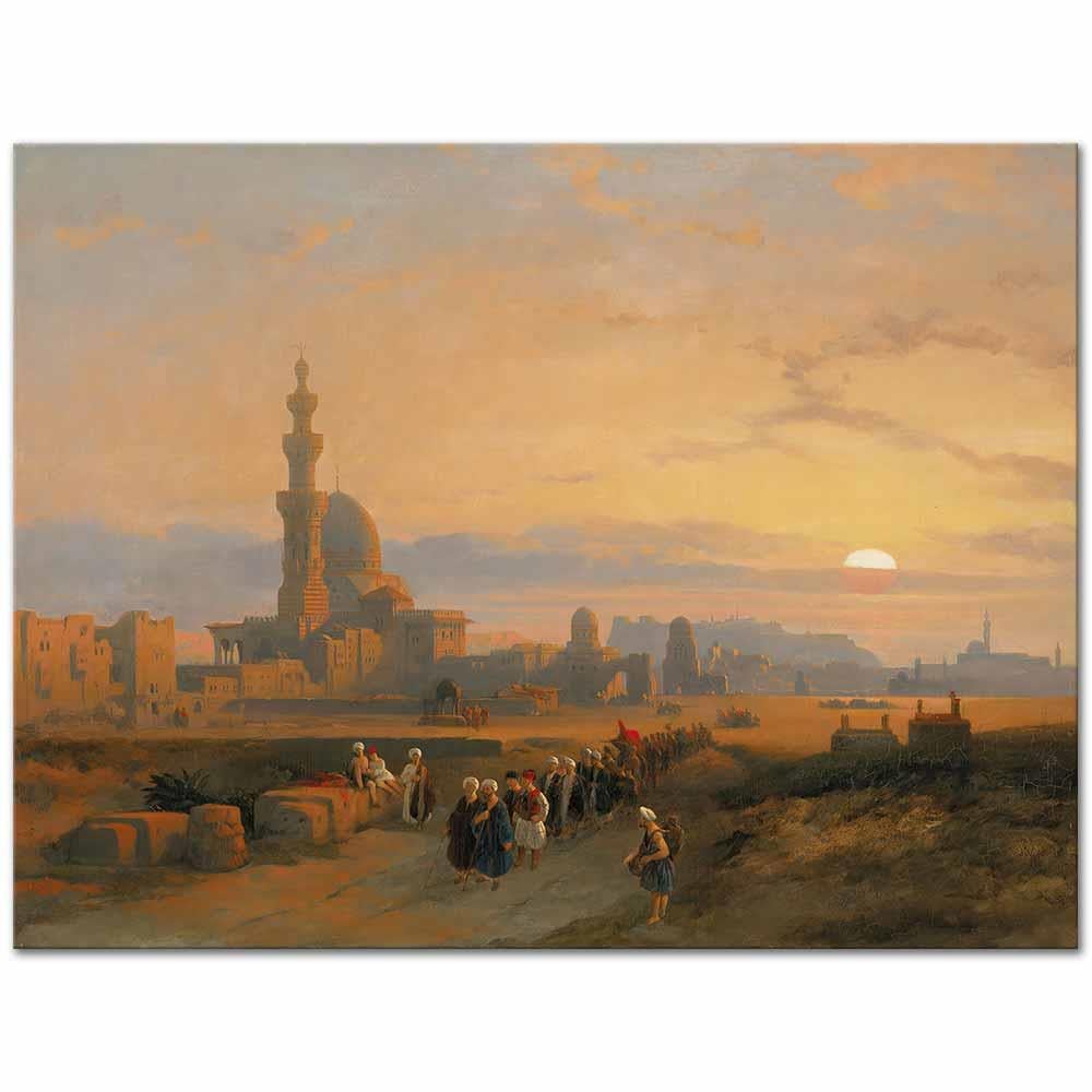 David Roberts Halifelerin Mezarlarının Önünden Geçen Kortej Kanvas Tablo