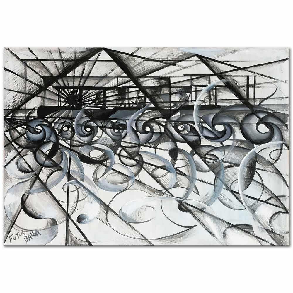 Giacomo Balla Yarış Arabaları Kanvas Tablo