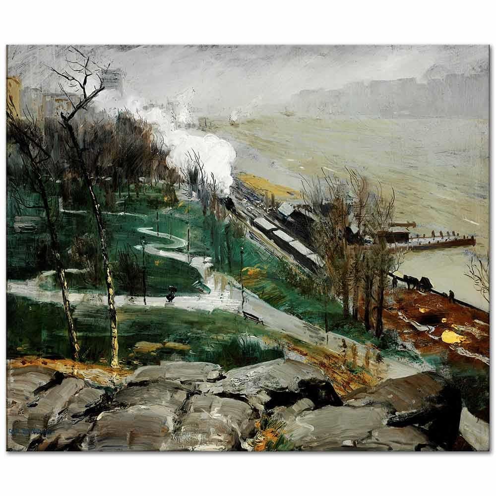 George Wesley Bellows Nehir Kıyısında Yağmur Kanvas Tablo