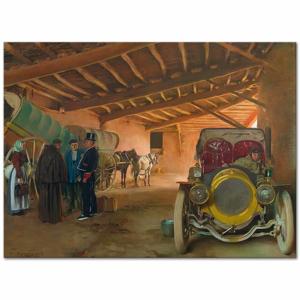 Ramon Casas Araba Garajı Kanvas Tablo