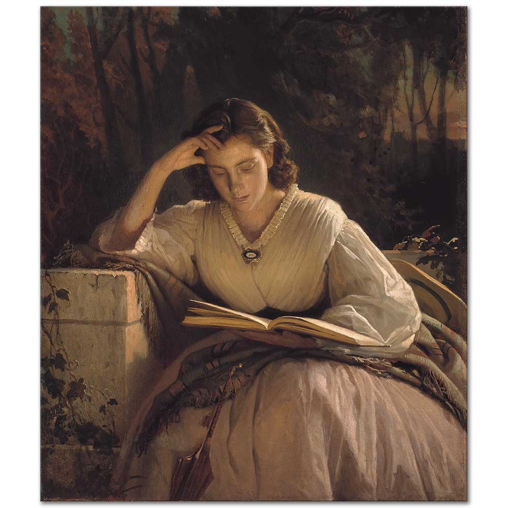Reading Portrait of Sofia Nikolayevna Kramskaya by Ivan Kramskoy as Fine Art Print