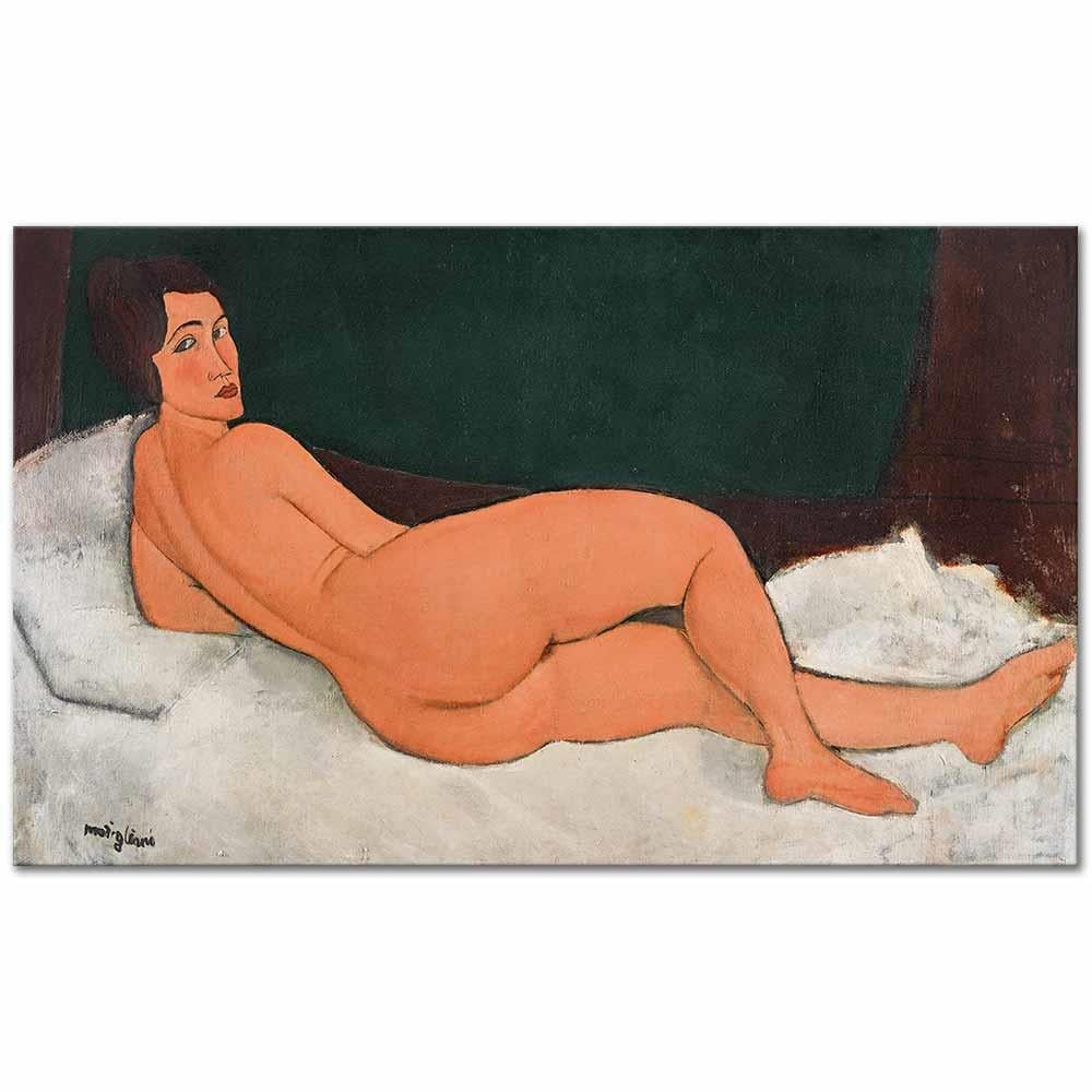 Amedeo Modigliani Yatakta Yatan Nü Kanvas Tablo