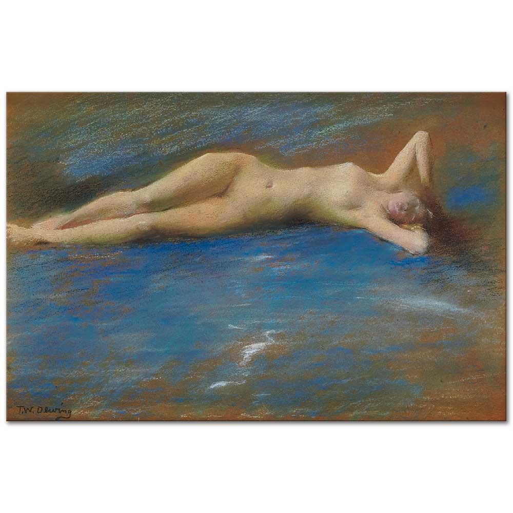 Thomas Wilmer Dewing Uzanıp Yatan Kız Figürü Kanvas Tablo