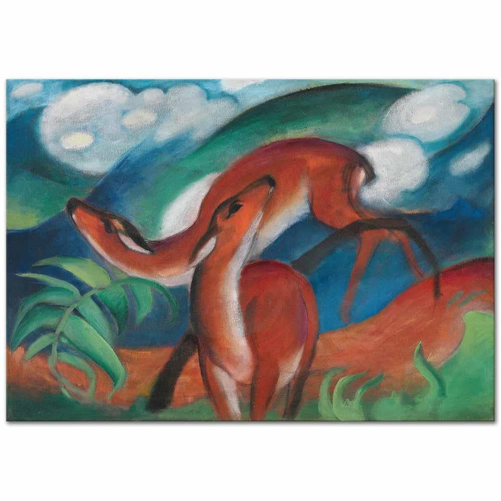 Franz Marc Kızıl Geyikler II Kanvas Tablo