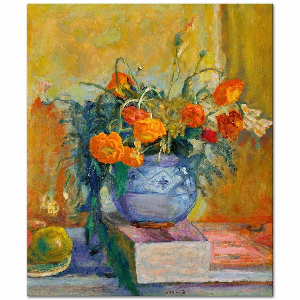 Pierre Bonnard Mavi Vazoda Düğün Çiçekleri Kanvas Tablo