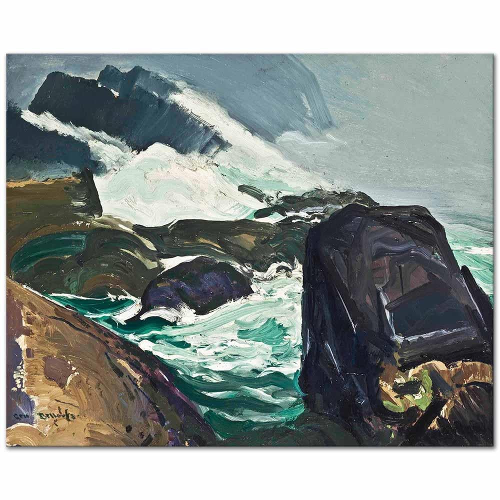 George Wesley Bellows Kayalara Çarpan Dalgalar Kanvas Tablo