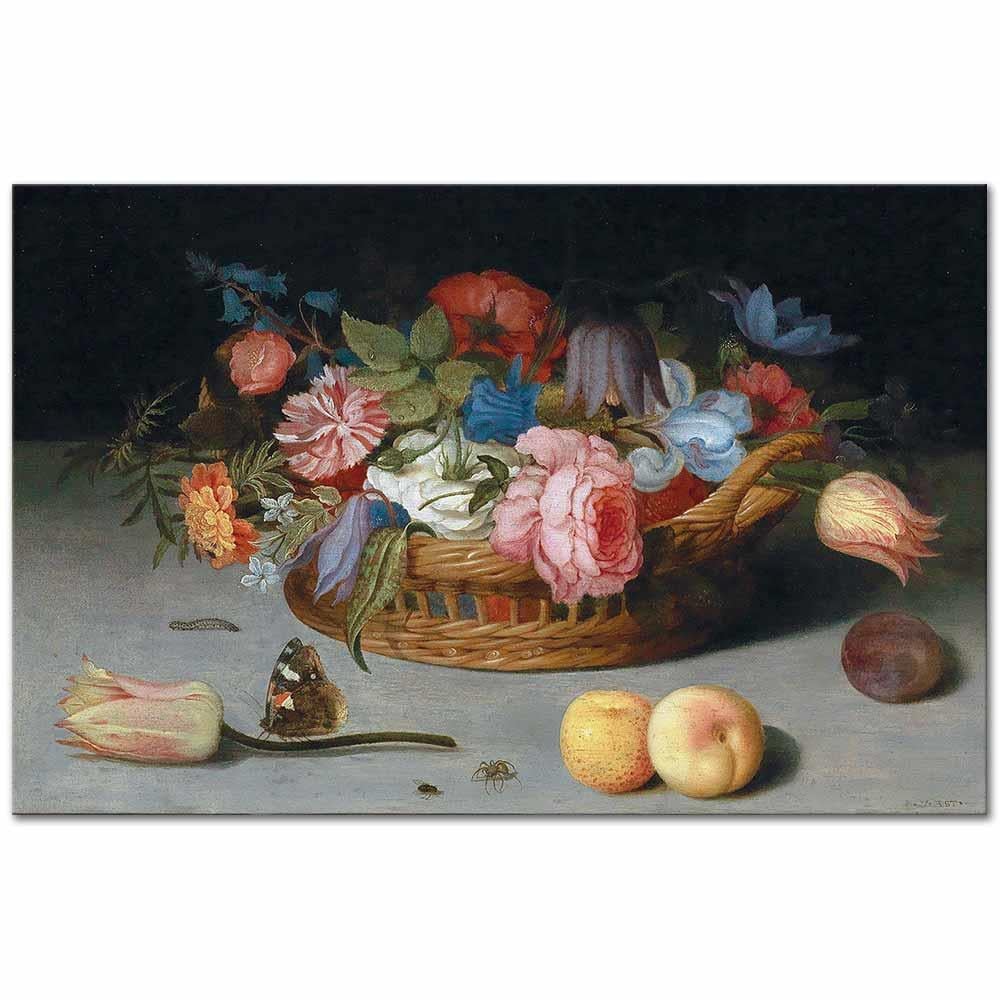 Balthasar van der Ast Sepette Gül, Lale ve Diğer Çiçekler Kanvas Tablo