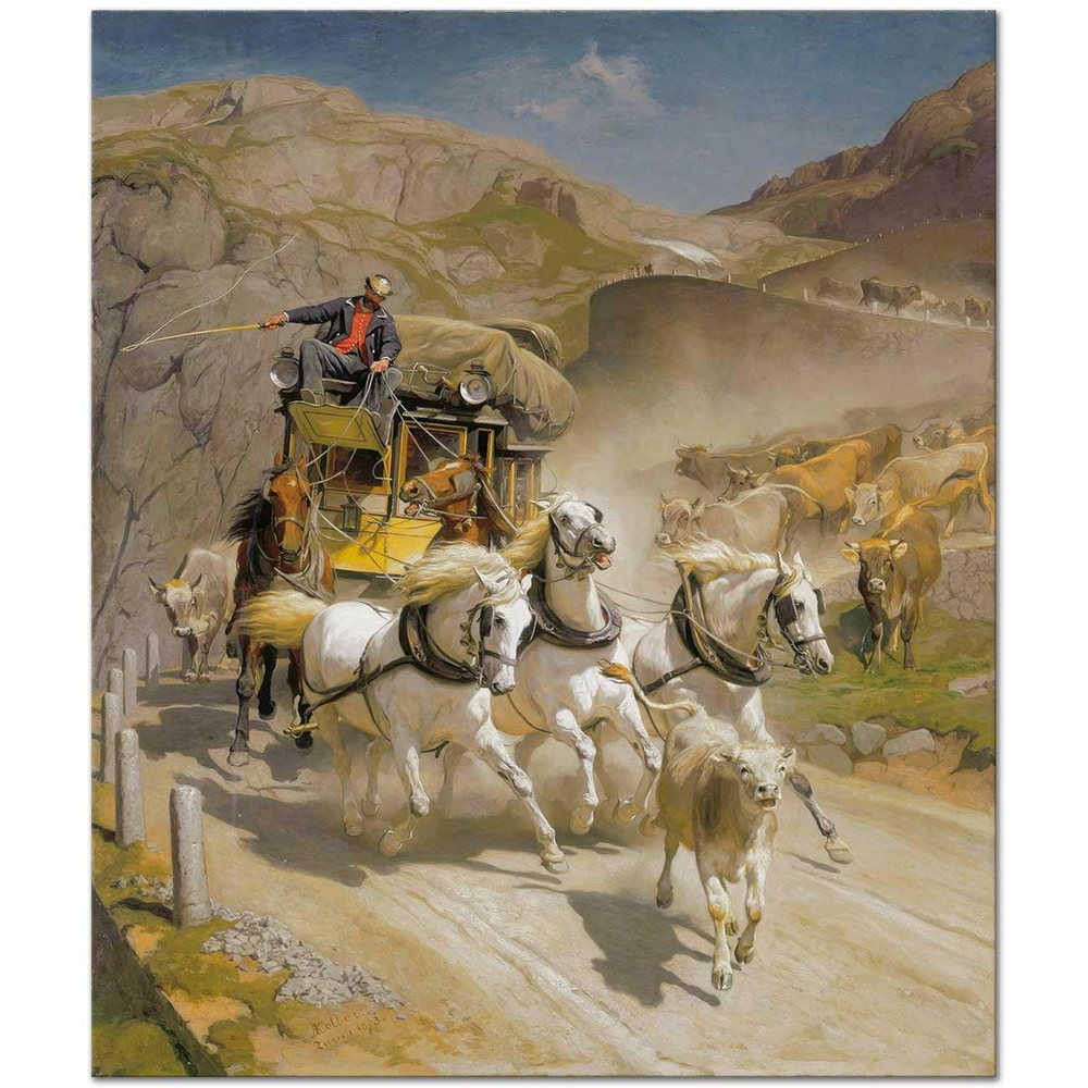 Rudolf Koller Posta Arabası Kanvas Tablo