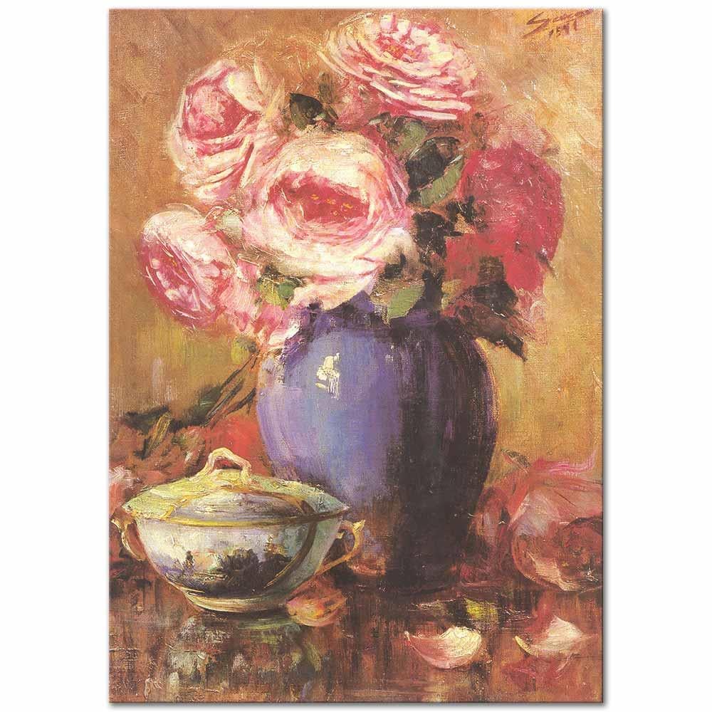 Sami Yetik Vazoda Güller Kanvas Tablo