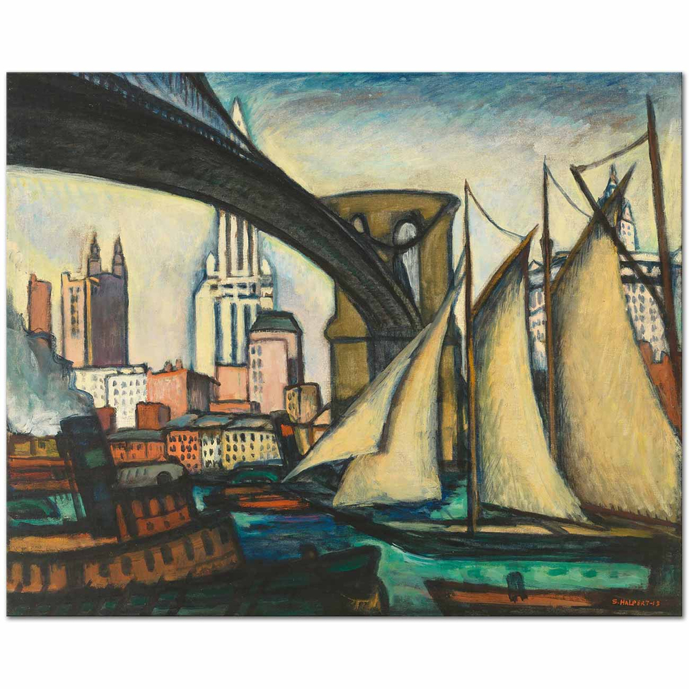 Samuel Halpert Brooklyn Köprüsü New York Kanvas Tablo