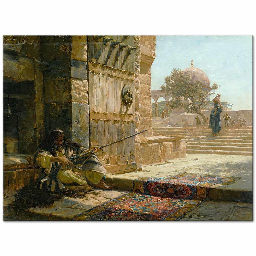 Gustav Bauernfeind Mescid-i Aksa Kapısında Nöbetçi Kanvas Tablo