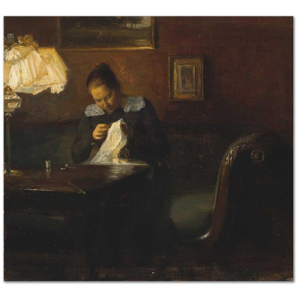Carl Vilhelm Holsoe Dikiş Diken Kadın Kanvas Tablo