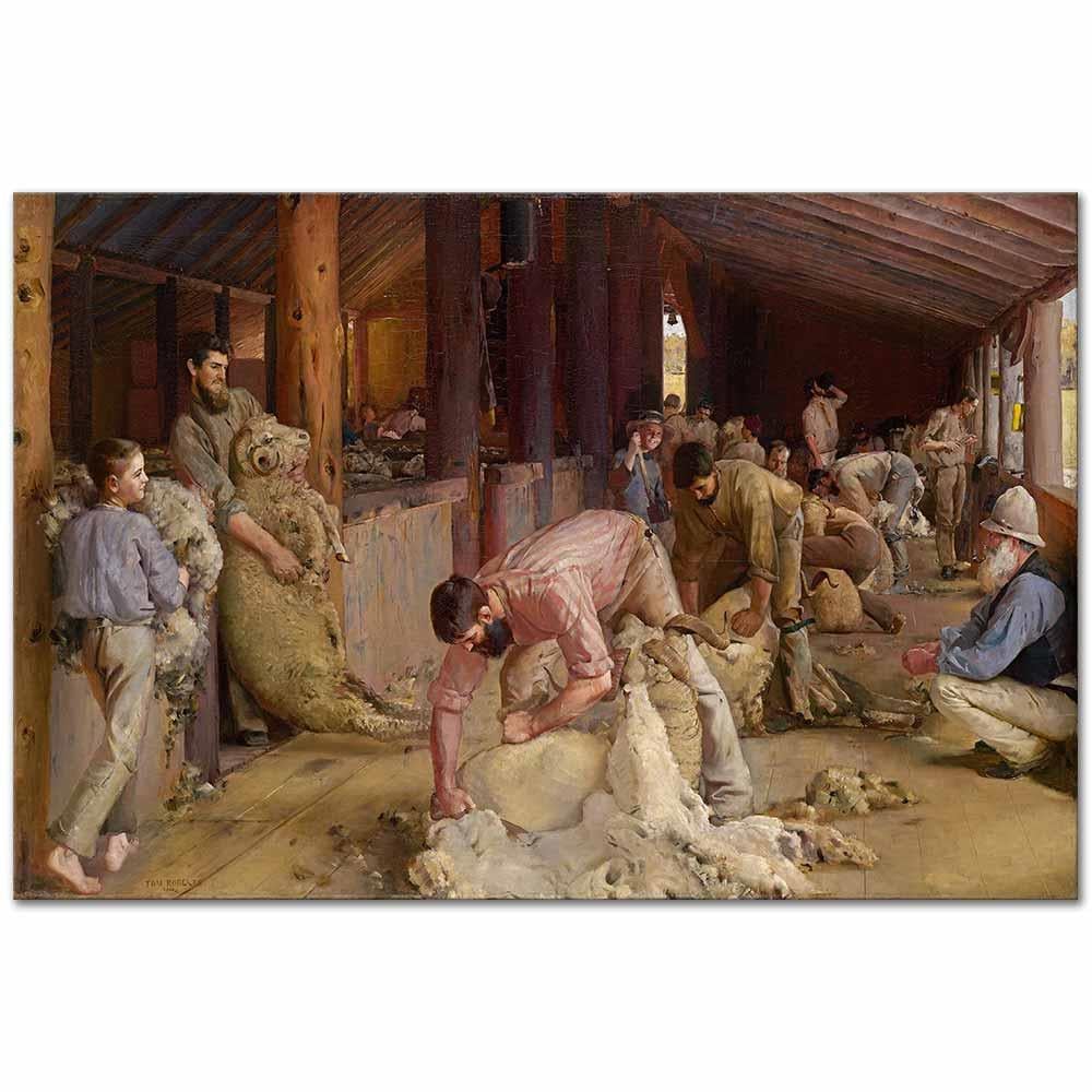 Tom Roberts Koyunları Kırkmak Kanvas Tablo