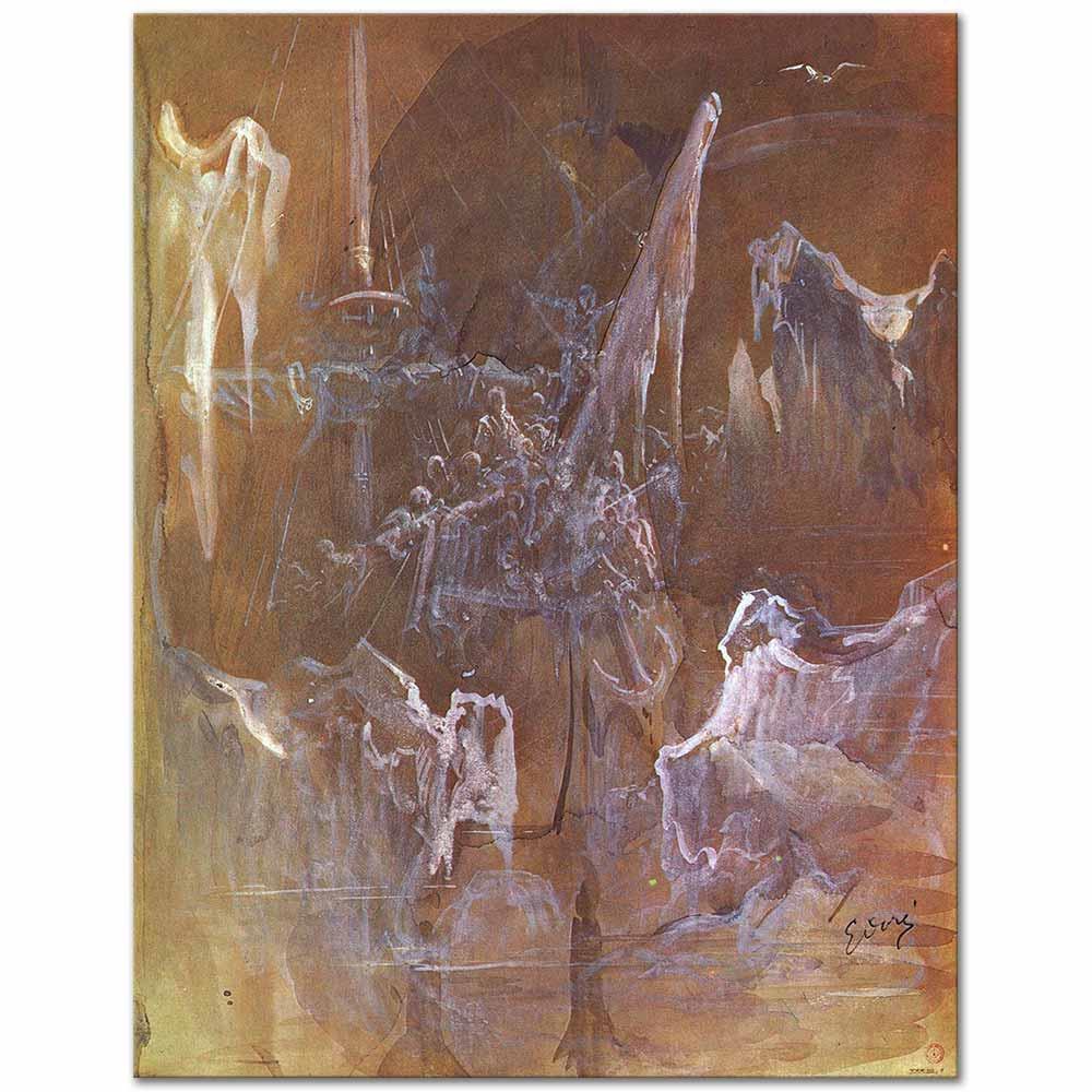 Gustave Dore Buzdağları Arasında Gemi Kanvas Tablo