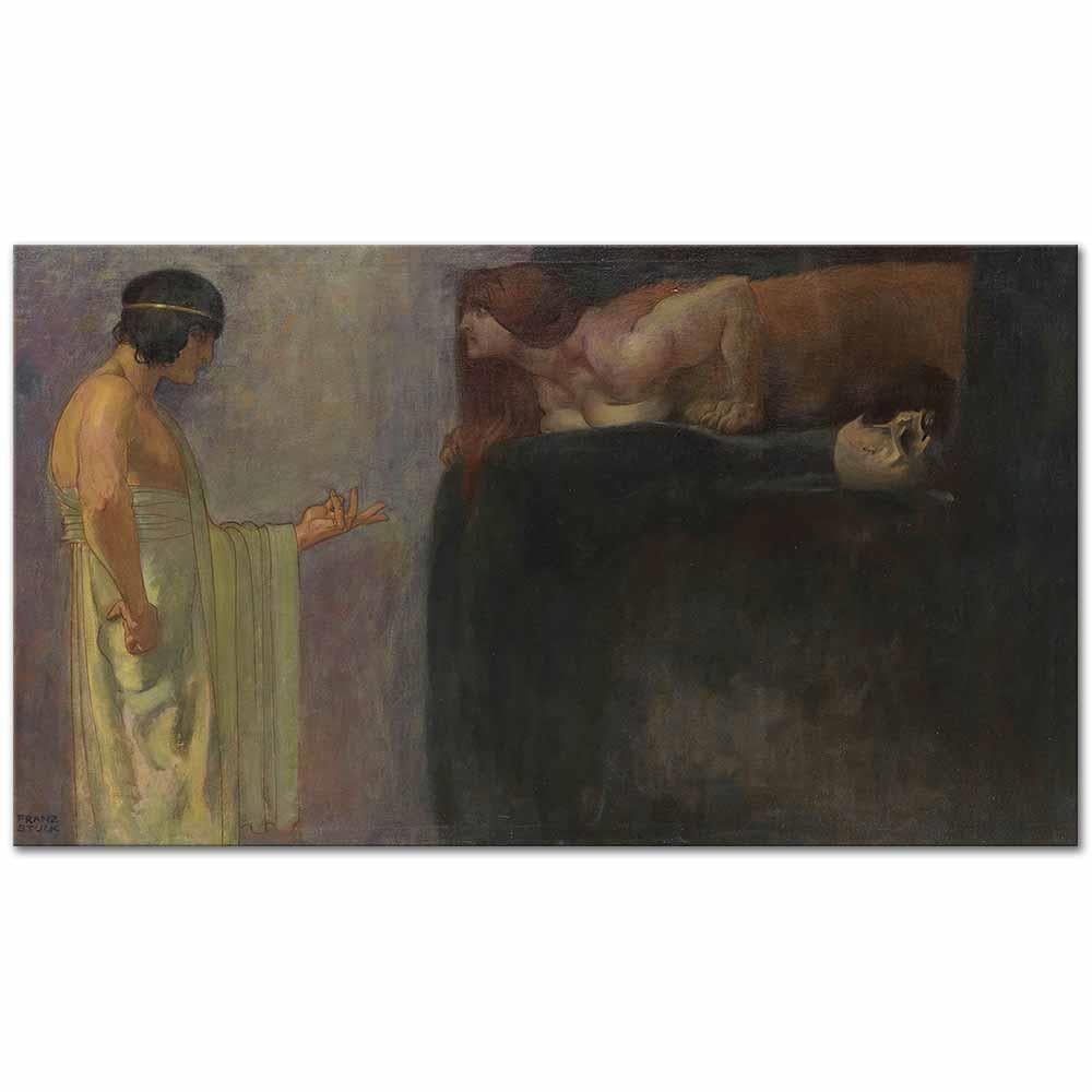 Franz von Stuck Oedipus Sfenks'in Gizemini Çözüyor Kanvas Tablo