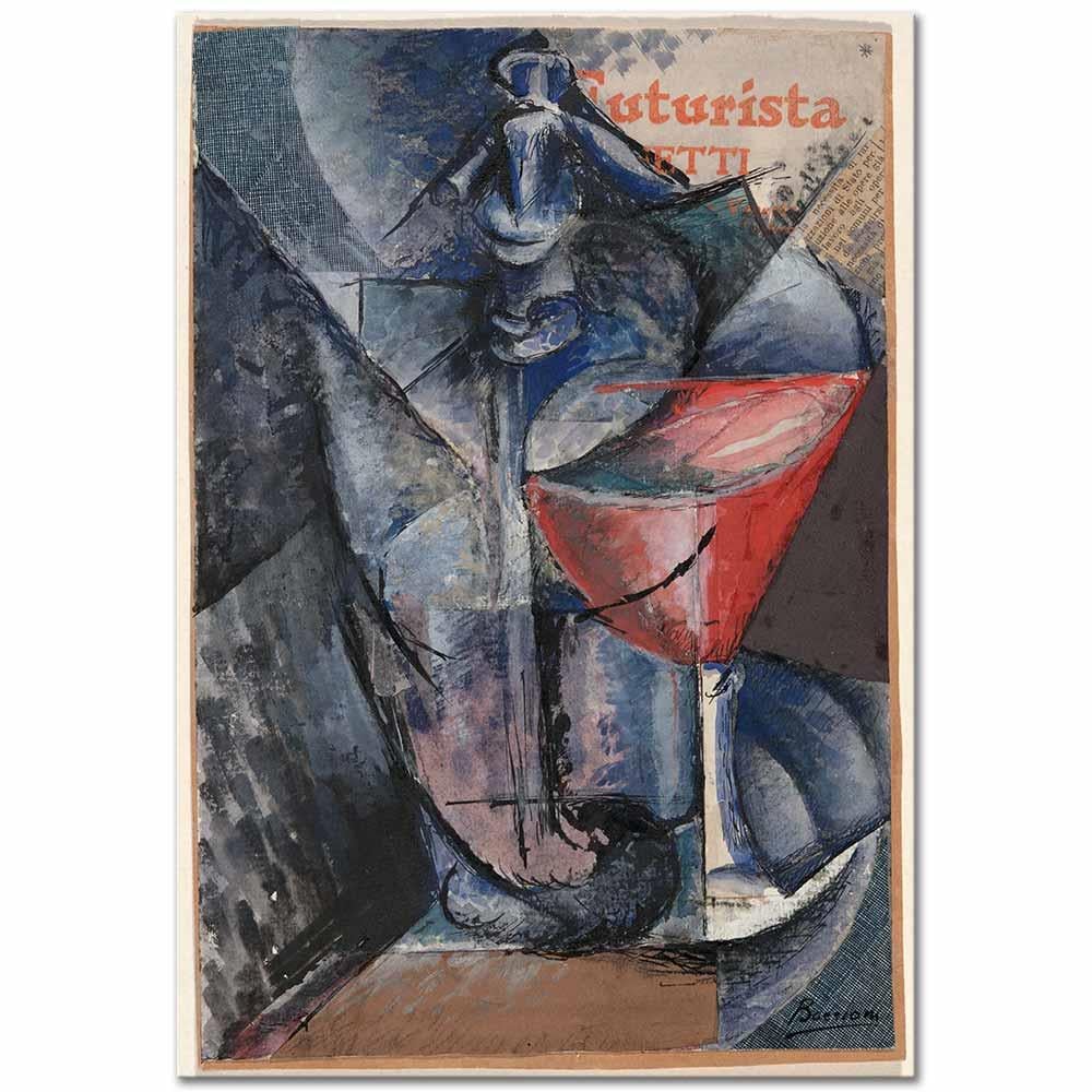 Umberto Boccioni Kadeh ve Sifon ile Natürmort Kanvas Tablo