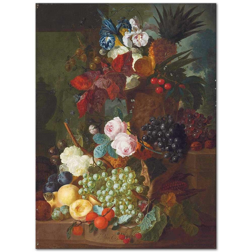 Jan van Os Çiçek ve Meyveli Natürmort Kanvas Tablo