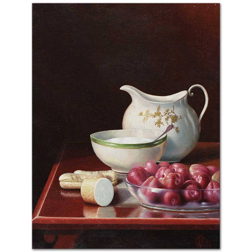 George Cope Çilek ve Şekerli Natürmort Kanvas Tablo