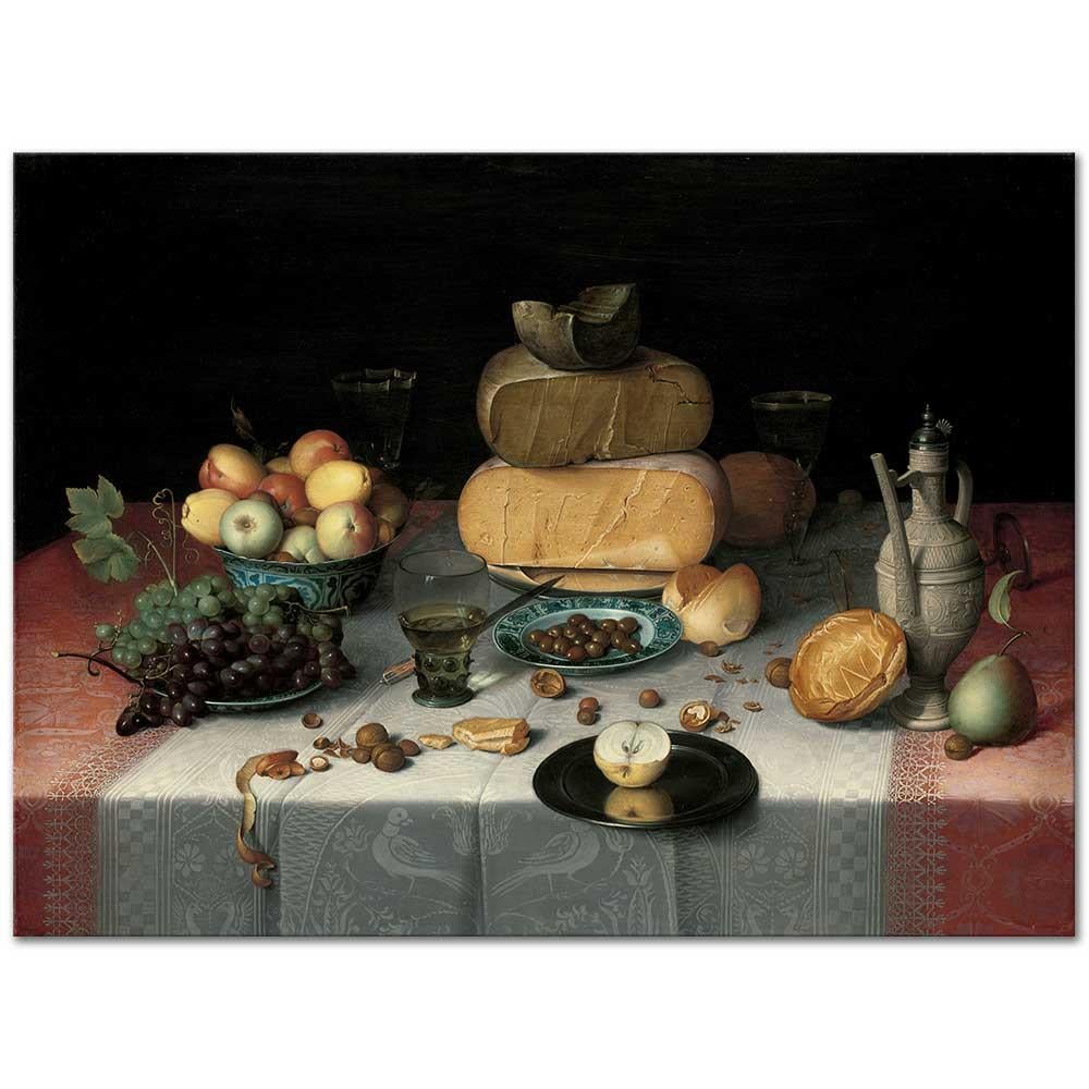 Floris Claesz van Dijck Peynirli Natürmort Kanvas Tablo
