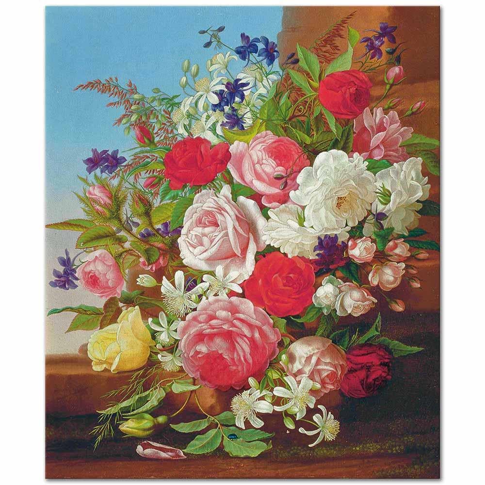 Adelheid Dietrich Çiçekler ile Natürmort Kanvas Tablo