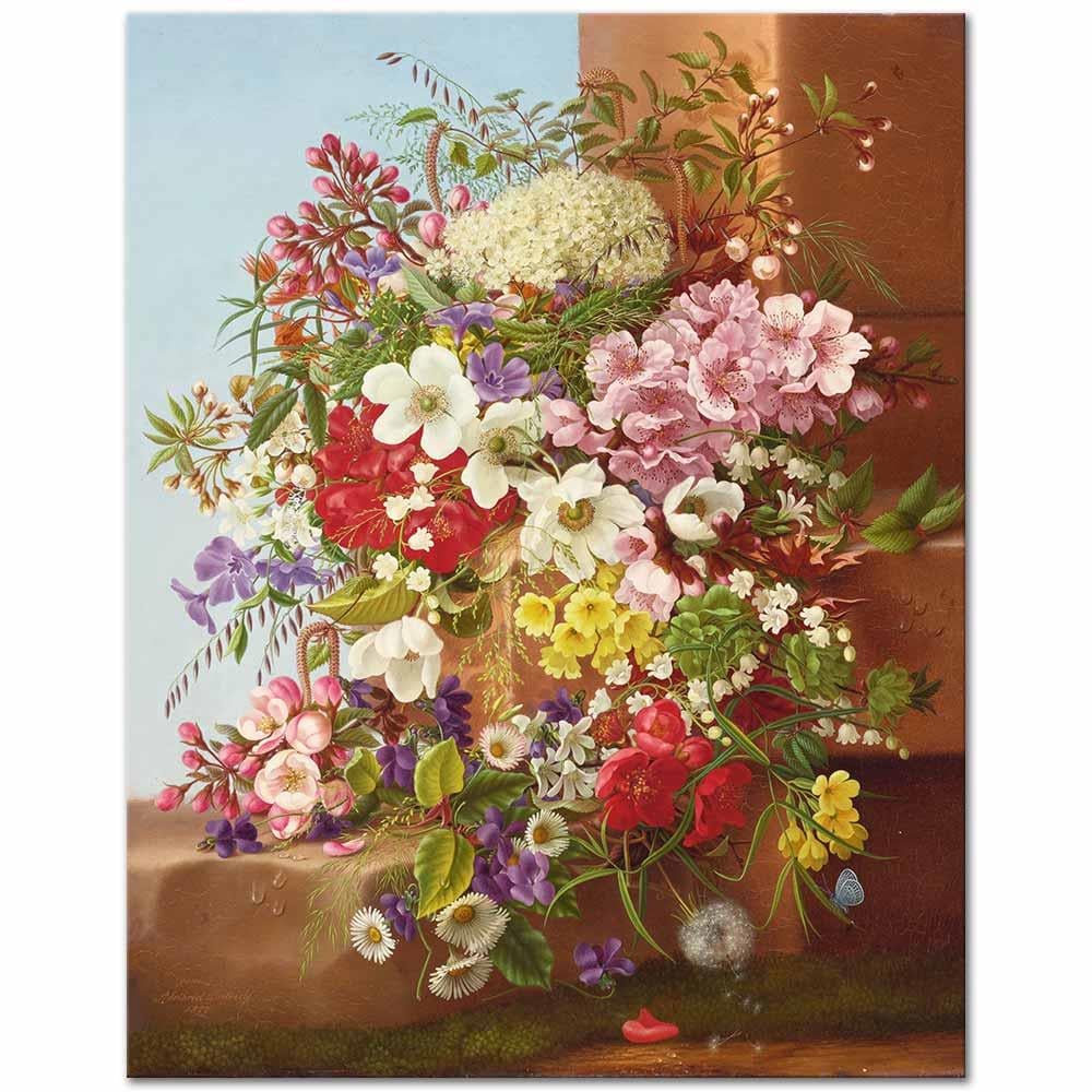 Adelheid Dietrich Çiçekli Natürmort Kanvas Tablo