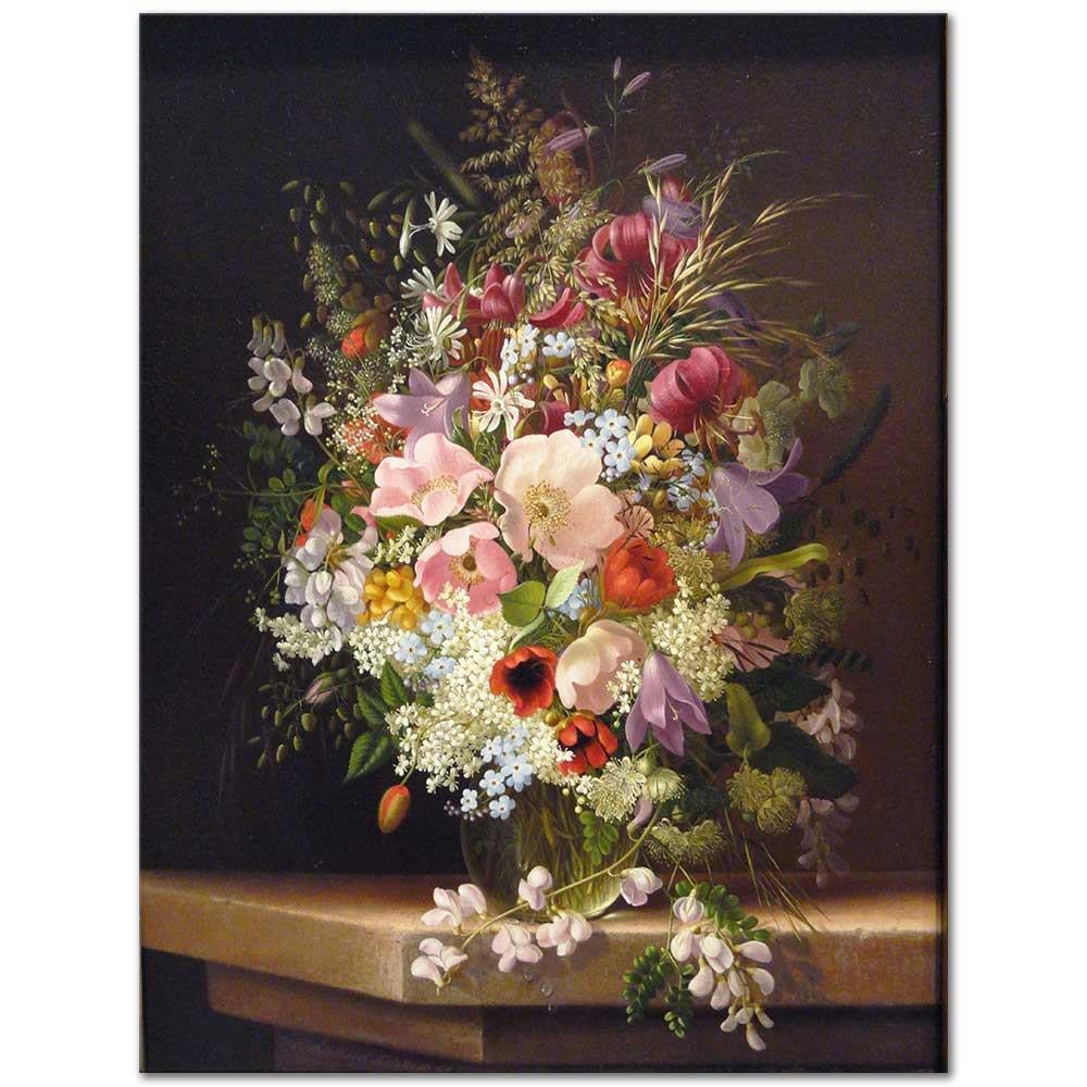 Adelheid Dietrich Vazoda Çiçekler ile Natürmort Kanvas Tablo