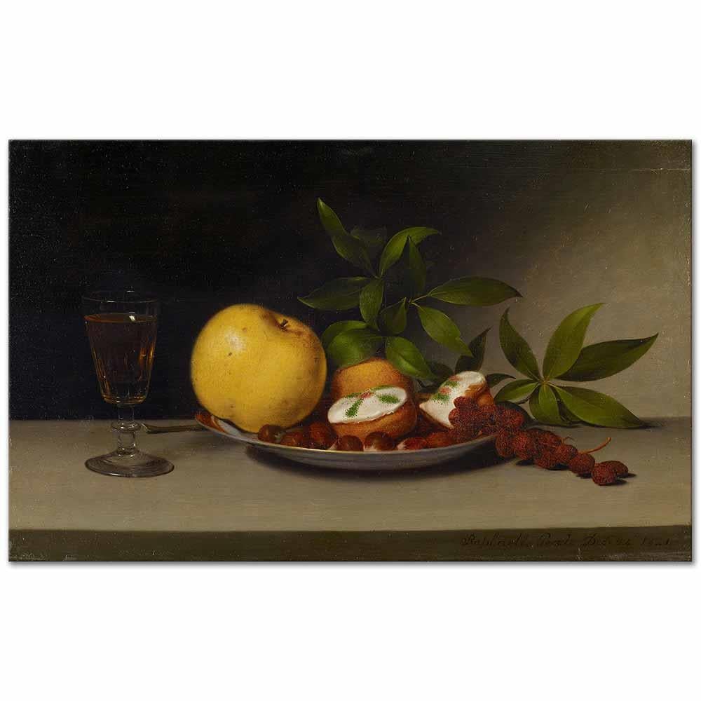 Raphaelle Peale Meyve, Kek ve Şarap ile Natürmort Kanvas Tablo