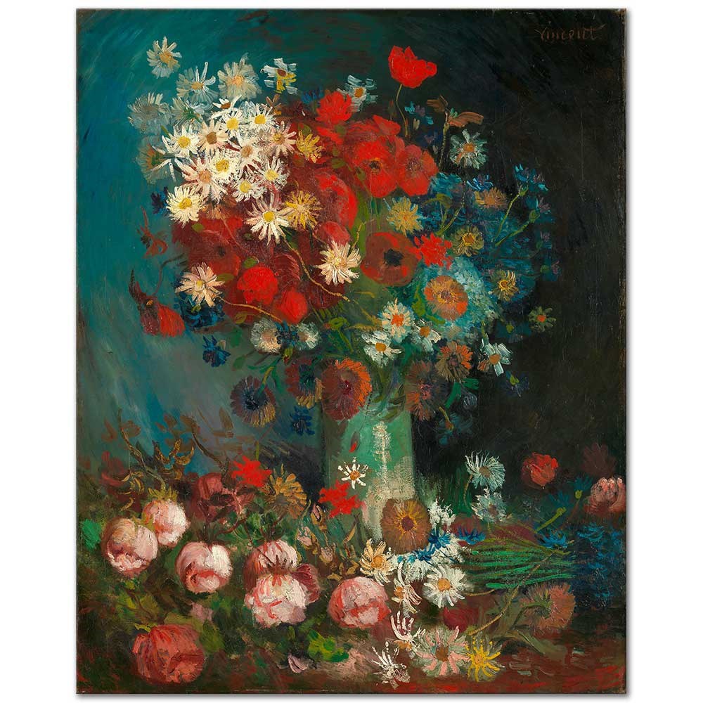 Still Life with Meadow Flowers and Roses by Vincent van Gogh as Fine Art Print